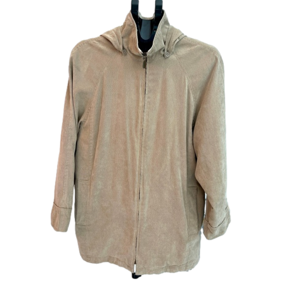 London Fog microfiber coat with removable hood women’s size M.  EUC